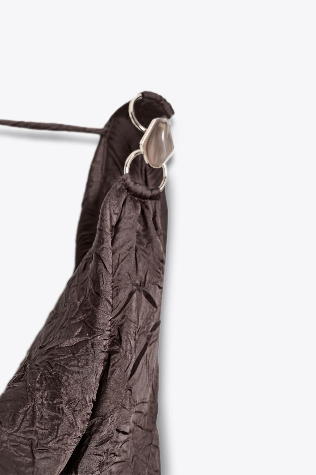 CRINKLE-EFFECT SATIN MIDI DRESS - Zara фото 7