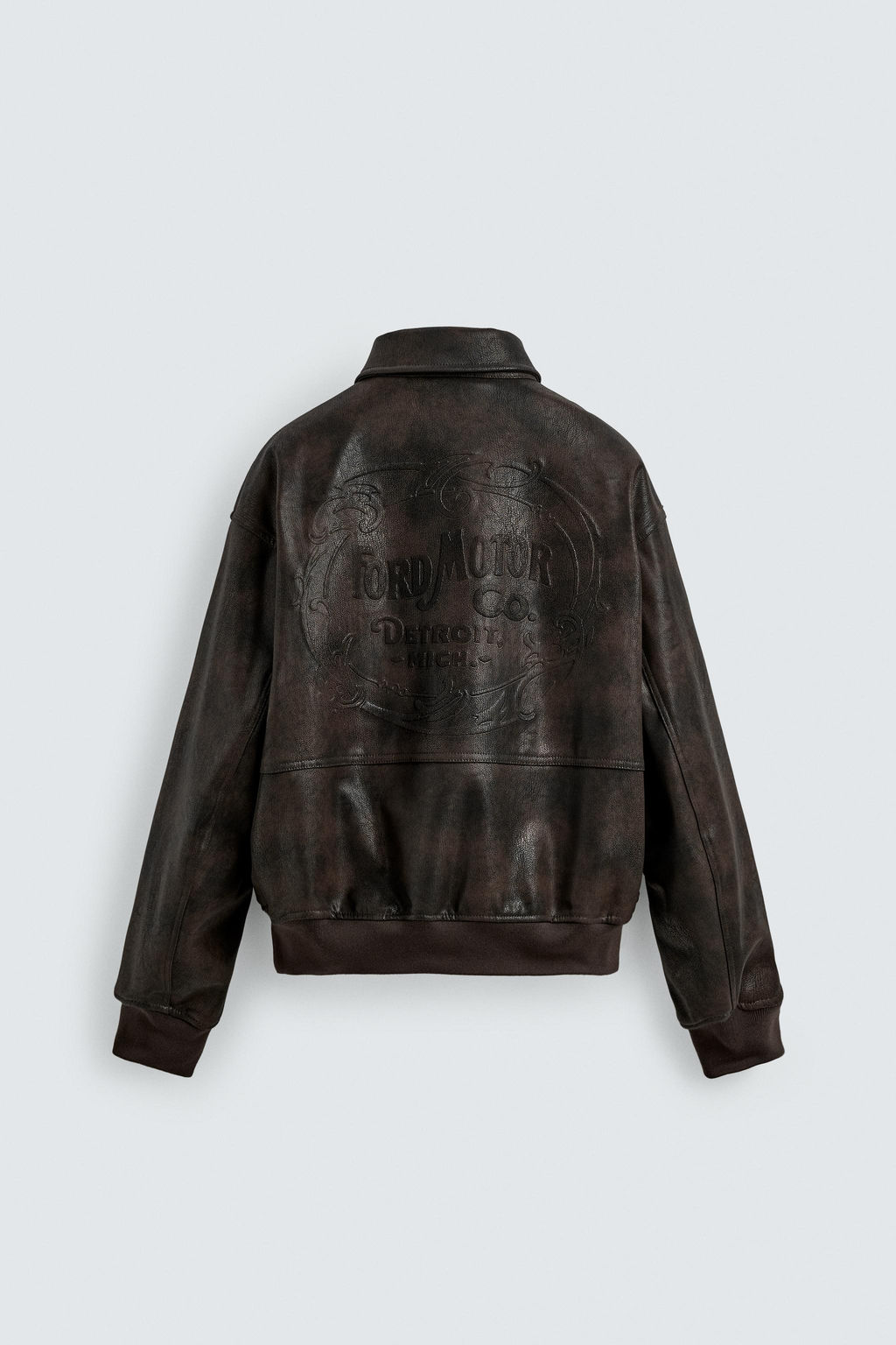 EMBOSSED FAUX LEATHER BOMBER JACKET FORD - Zara фото 18