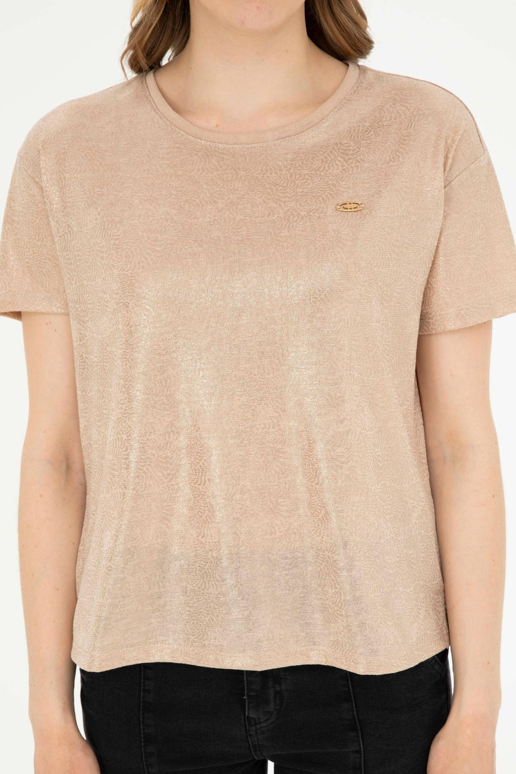 Женская бежевая футболка с круглым вырезом Неожиданная скидка в корзине - U.s. polo assn фото 6