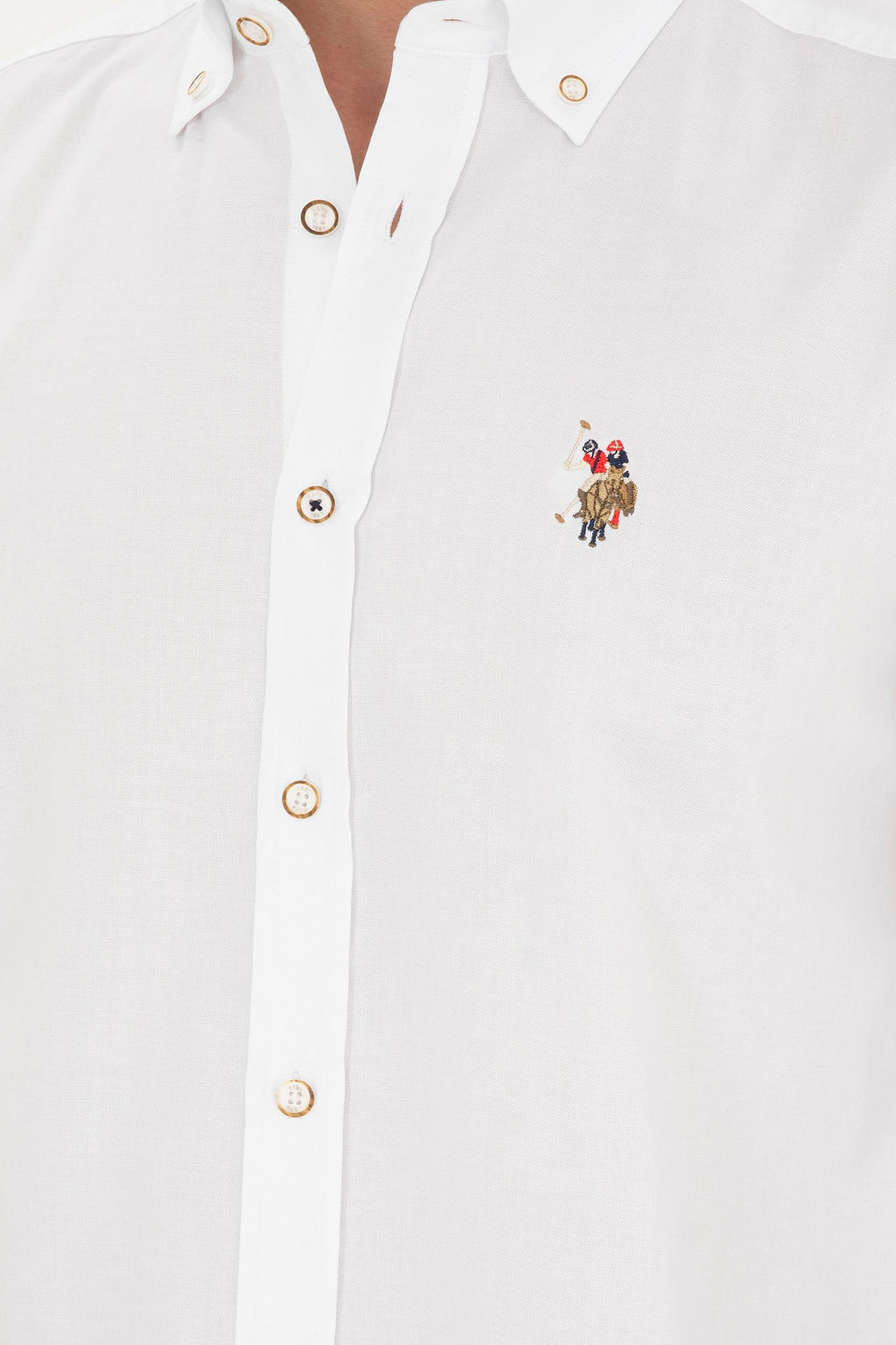 Мужская белая базовая рубашка с длинным рукавом - U.s. polo assn фото 7