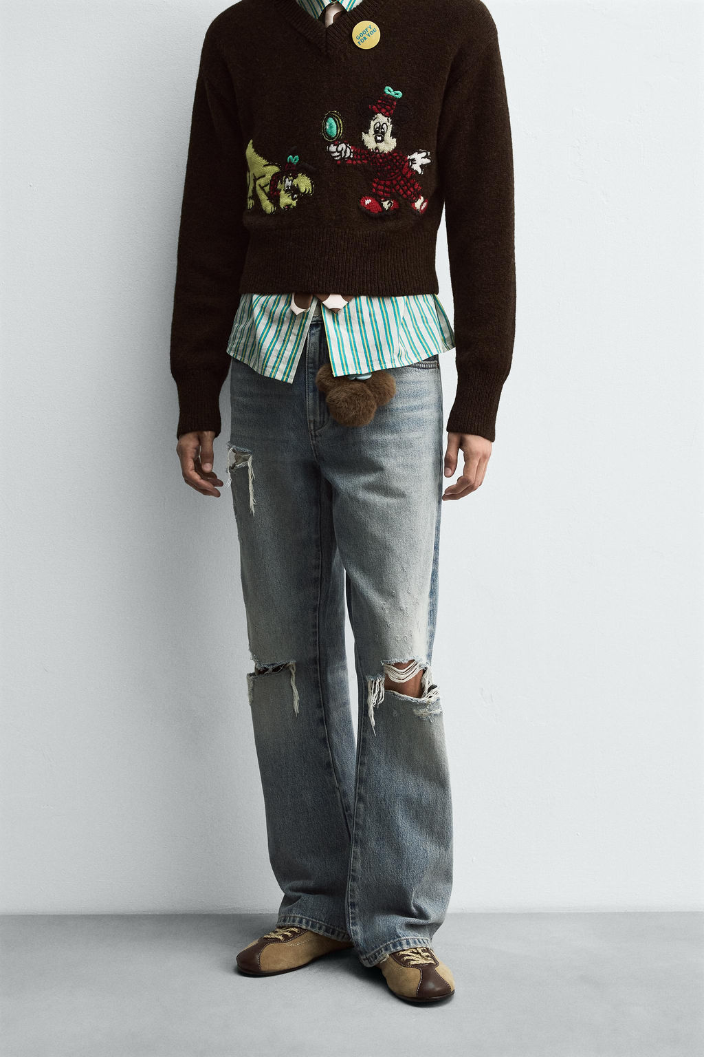 RIPPED FLARE FIT JEANS HARRY LAMBERT FOR ZARA X DISNEY  фото 2