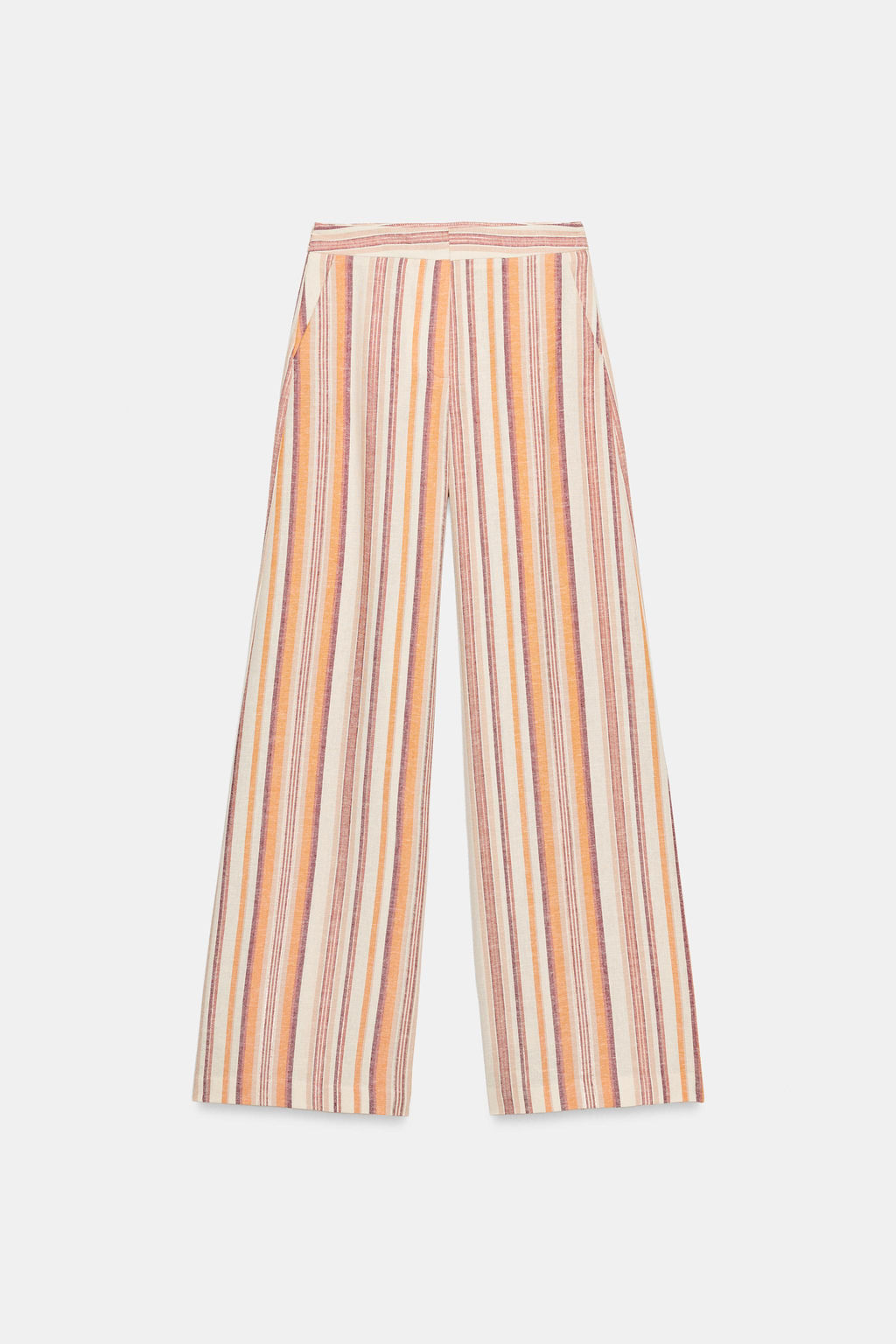 PANTAL?N ANCHO RAYAS CON LINO / Multicolor - Zara фото 6