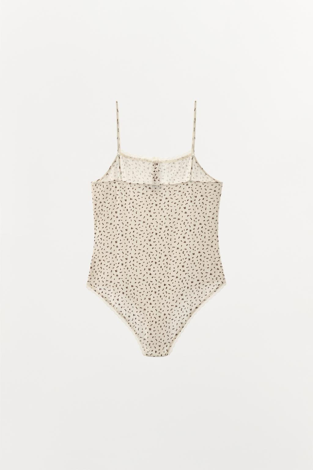 POINTELLE BODYSUIT WITH LACE TRIMS - Zara фото 6