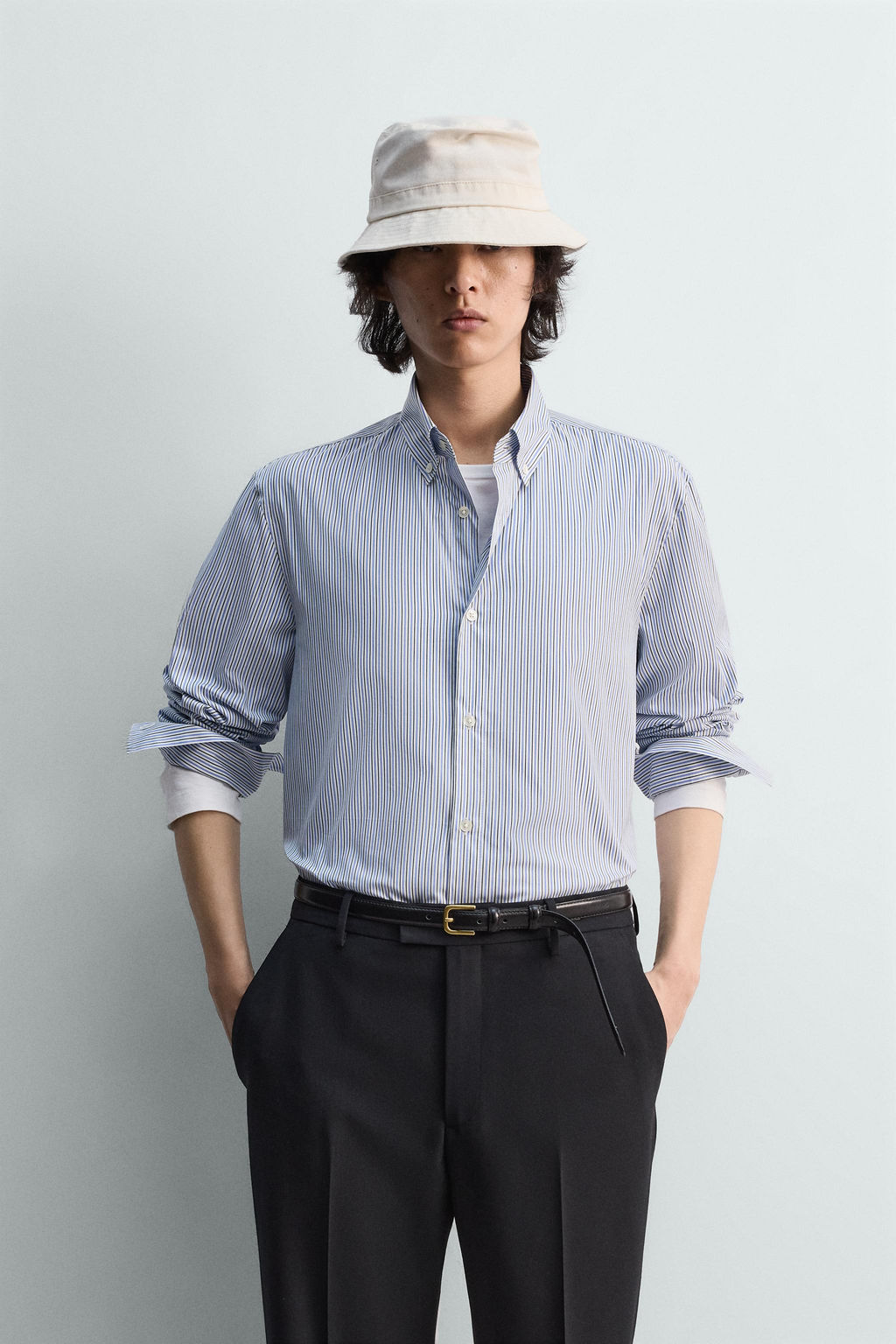 CAMISA RELAXED FIT RAYAS LIMITED EDITION / Celeste lavado - Zara фото 2