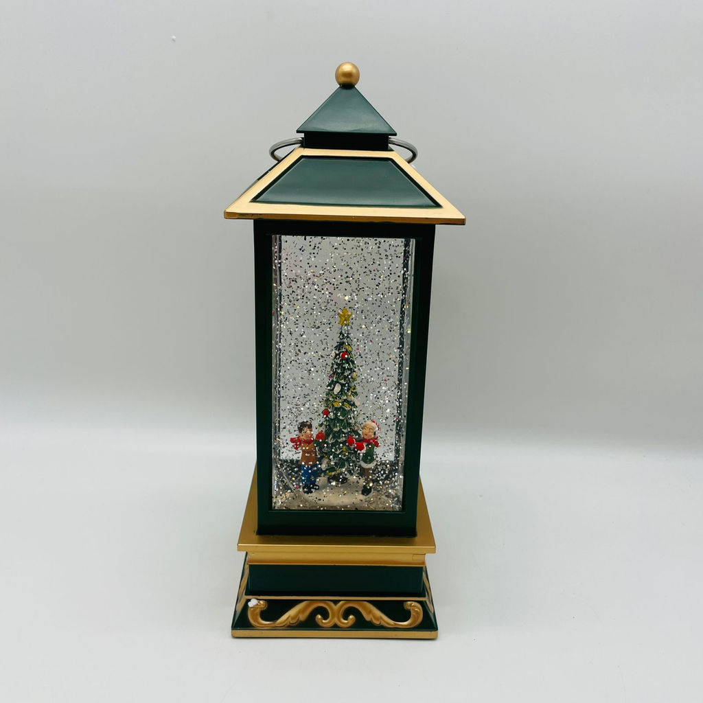 Новогодний декор Фонарь стекло - Елка с детьми 27 см (арт. WDL-23028D) - Ип лебедев о.ю фото 2