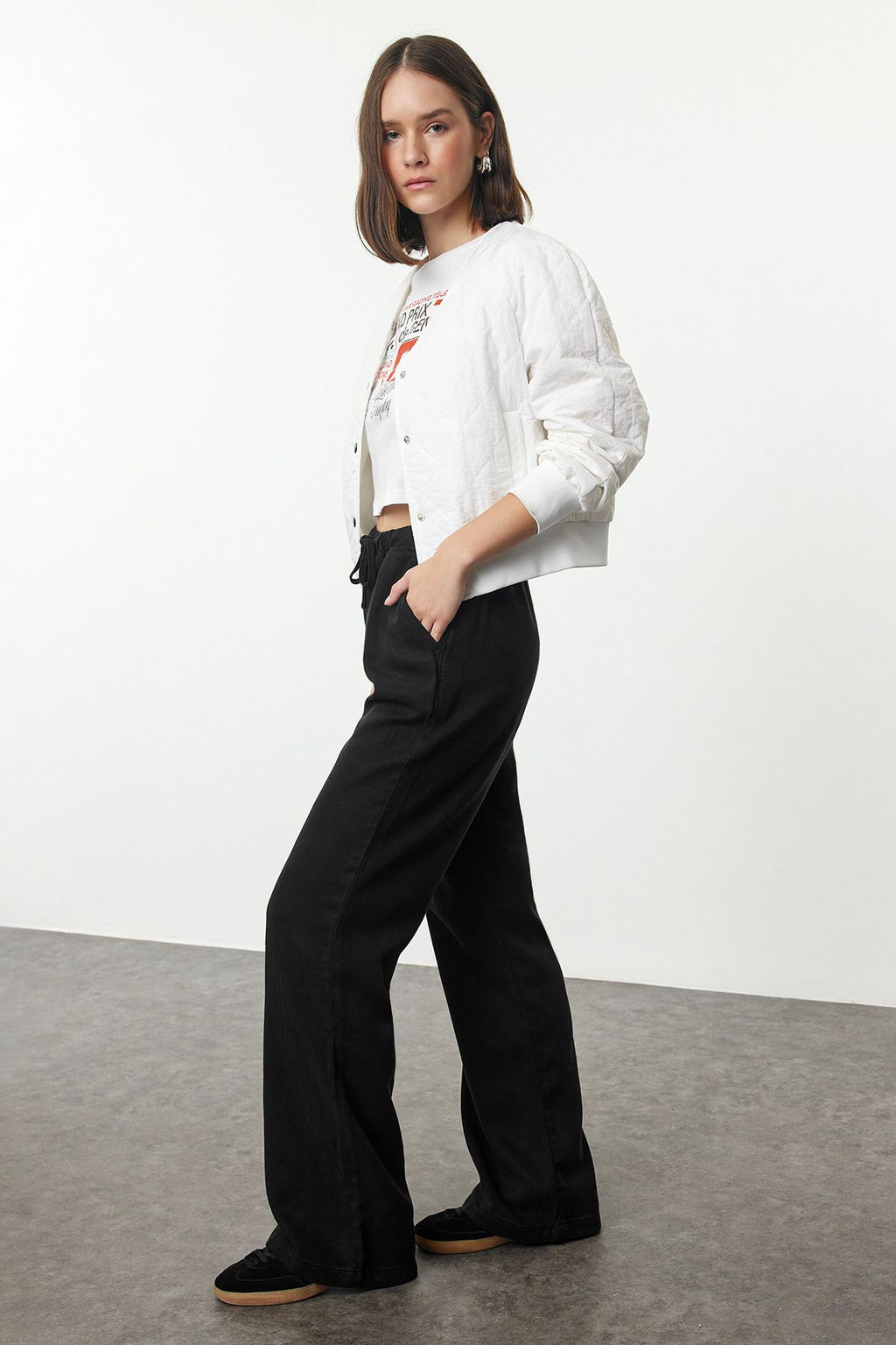 Bej More Sustainable %100 Tencel Beli Lastikli Yuksek Bel Jeans TWOSS24JE00203 - Trendyolmilla фото 2