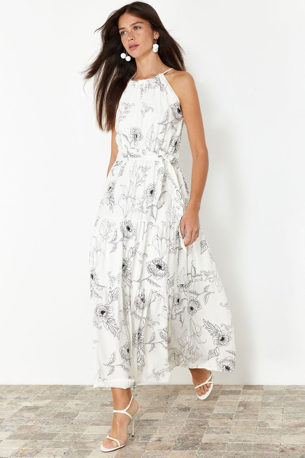 TRENDYOLMILLA Siyah Animal Shift Shally Maxi Dokuma Elbise TWOSS24EL00872 фото 15