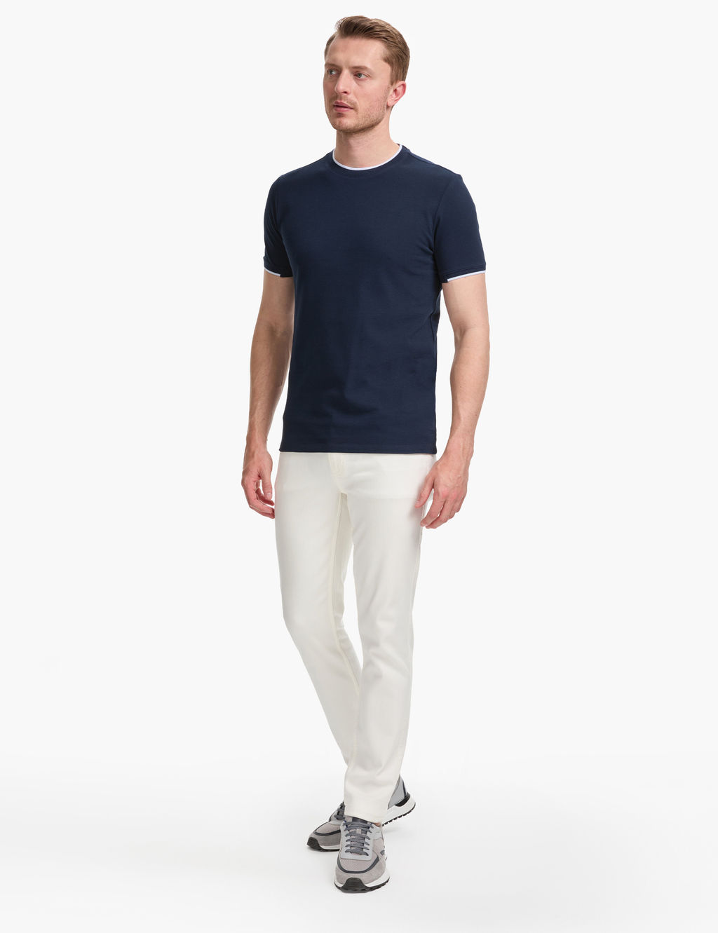 Lacivert Slim Fit %100 Pamuk Bisiklet Yaka Ti__rt