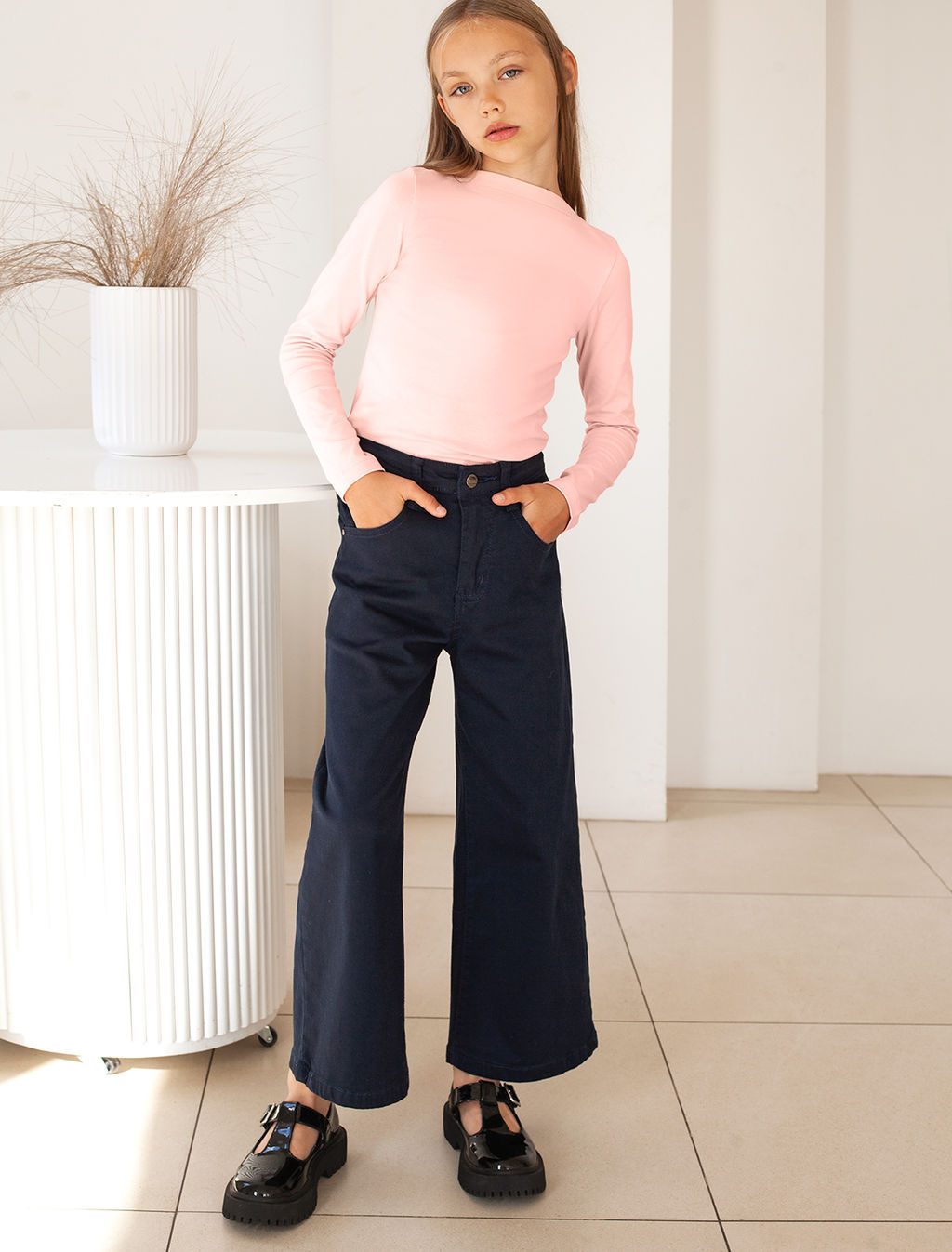 VILATTE / Брюки-кюлоты из хлопкового твила с эластаном для девочки