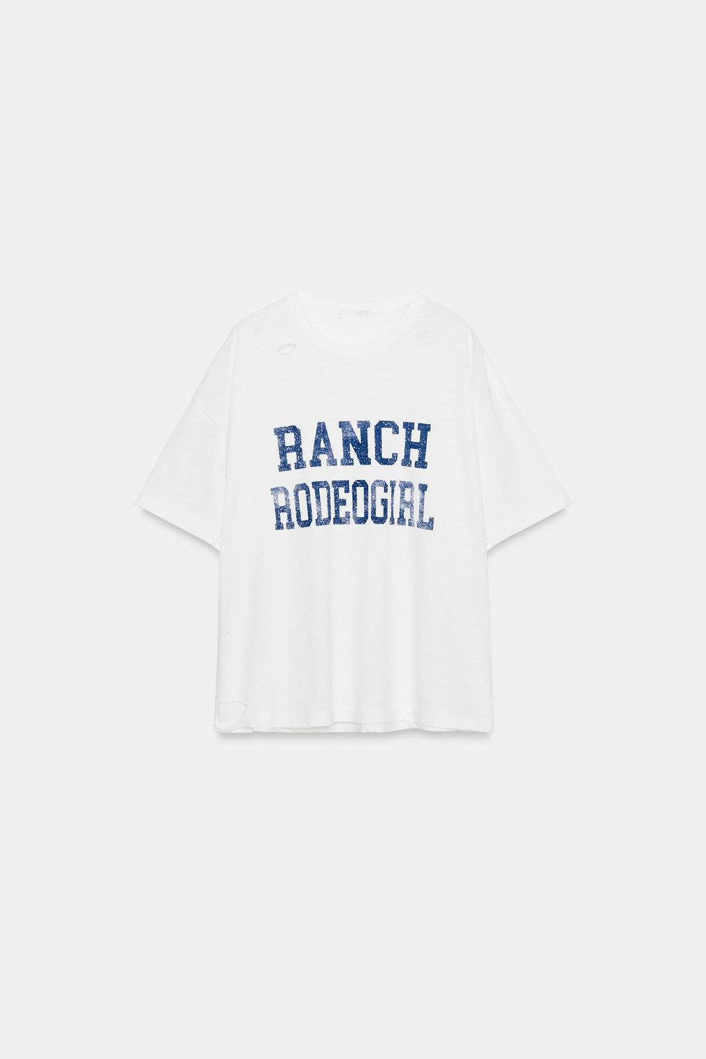 CAMISETA OVERSIZE ROTOS TEXTO / Blanco roto - Zara фото 4