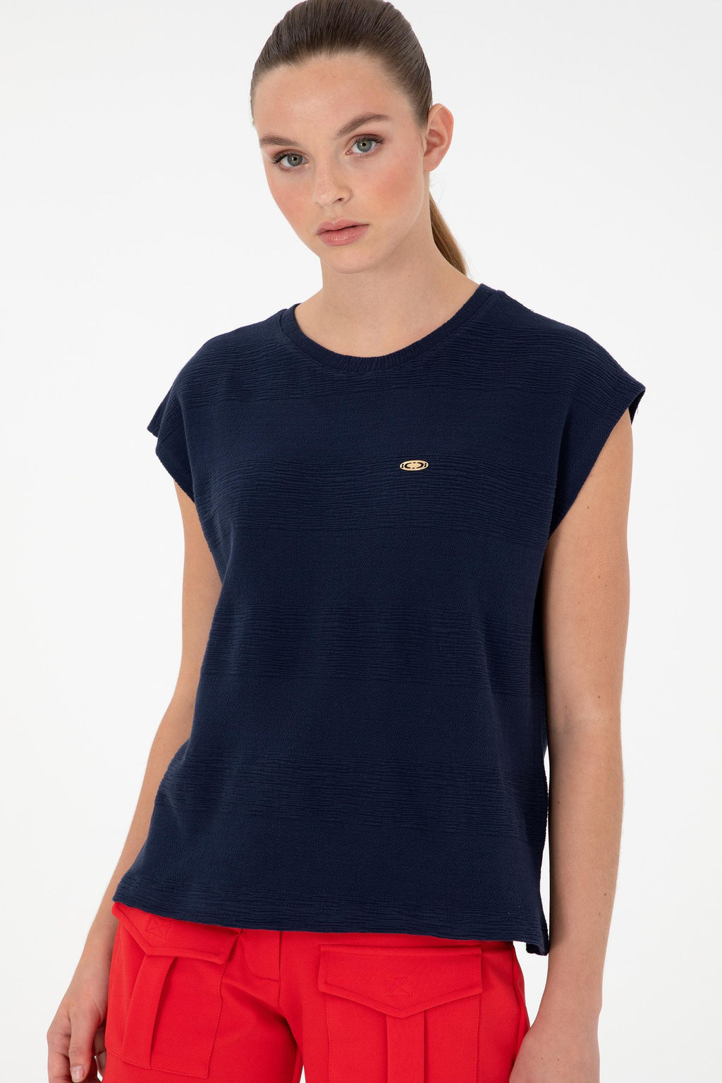 Женская темно-синяя футболка Неожиданная скидка в корзине - U.s. polo assn фото 3
