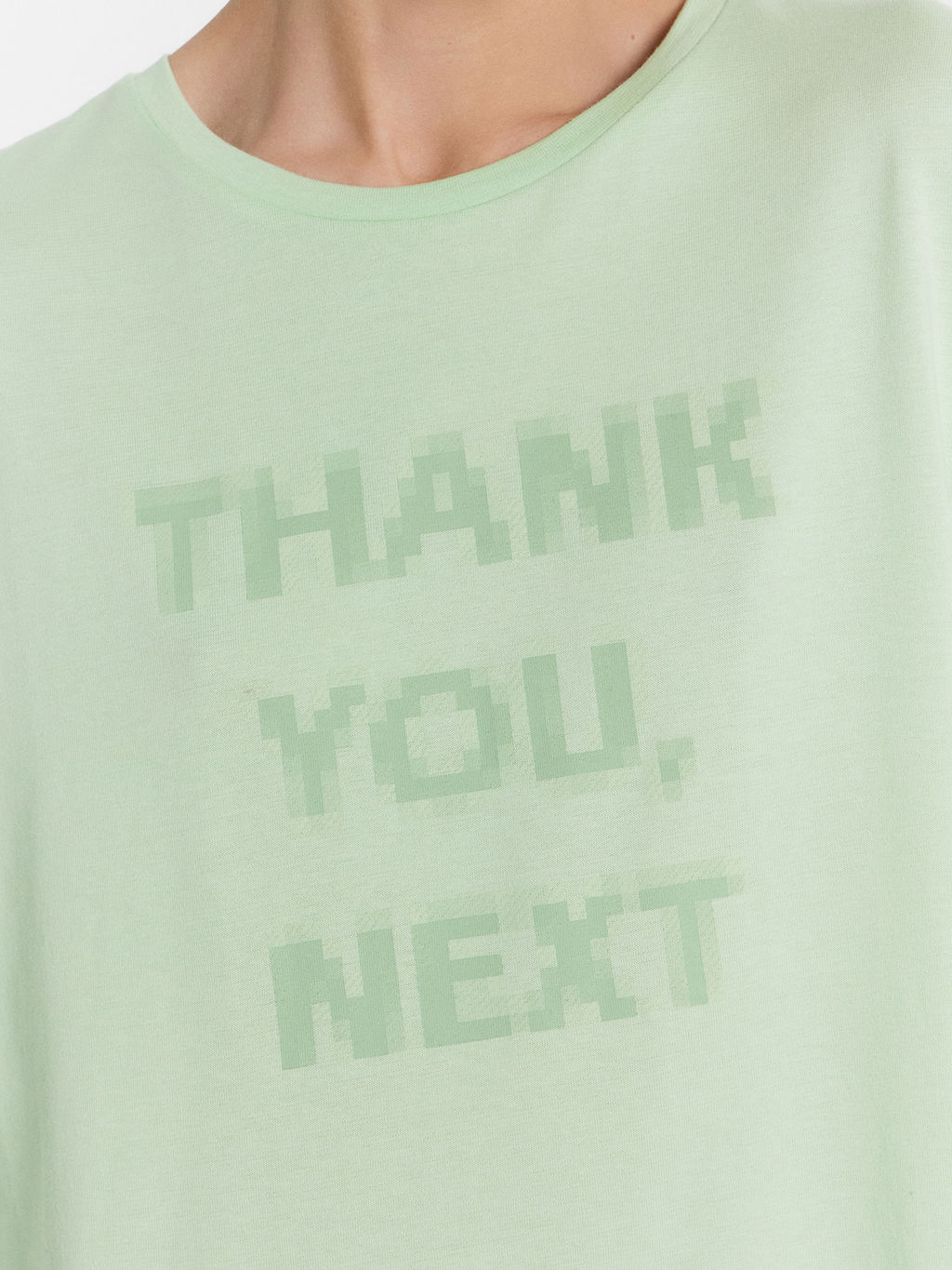 Туника домашняя женская салатовая с принтом Thank you, next свежая мята +печать 512079 - Mark formelle фото 5
