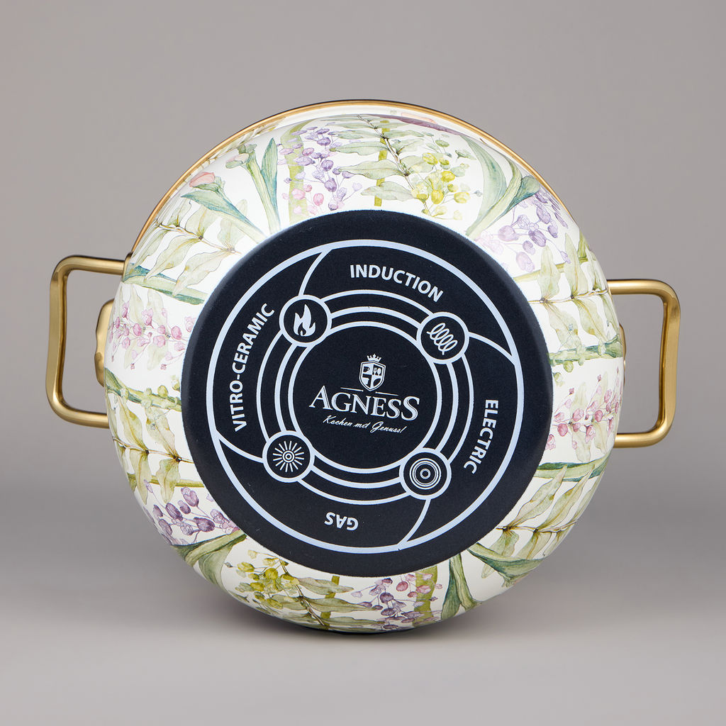 НАБОР КАСТРЮЛЬ AGNESS ЭМАЛИРОВАННЫХ СЕРИЯ IRISES, 4ПР. 2,1Л И 3,8Л фото 4