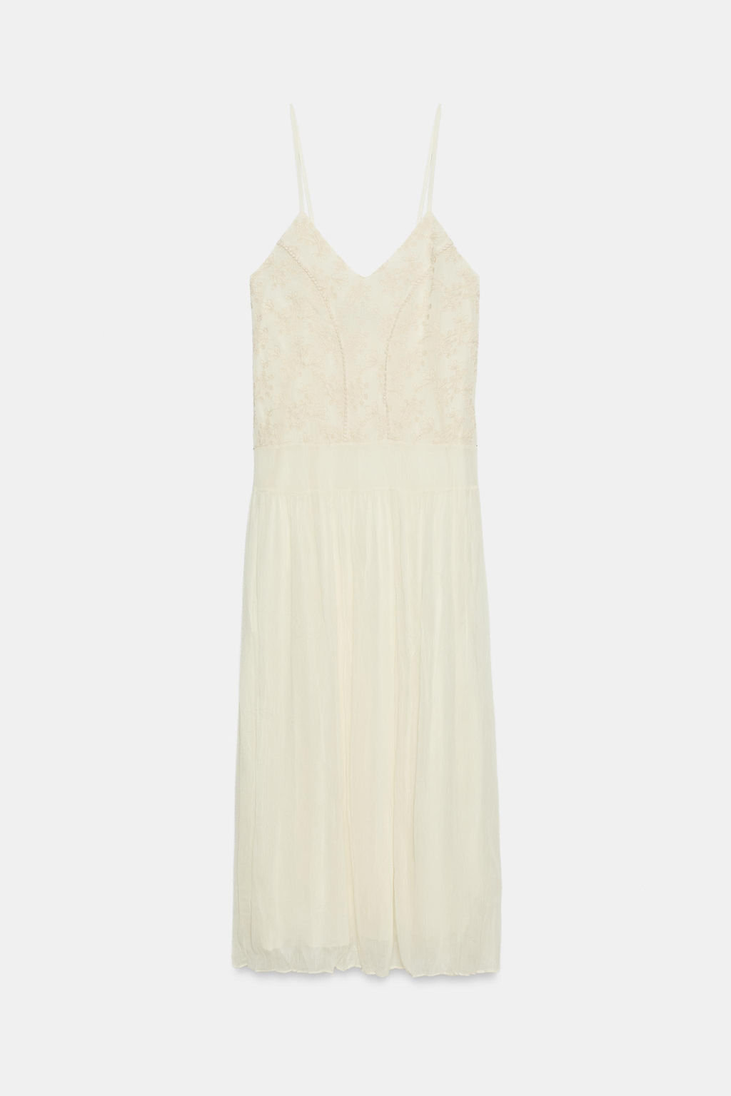 VESTIDO LENCERO BORDADOS / Crudo - Zara фото 6