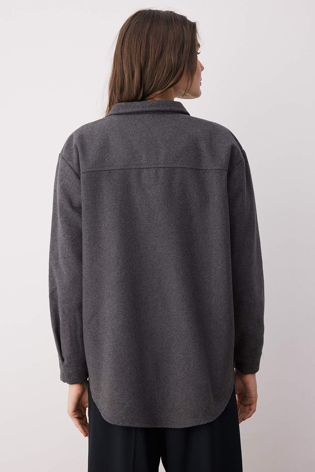 TRENDYOLMILLA Mavi Cift Cepli Oversize/Genis Kal?p Kase Dokuma Gomlek TWOAW23GO00356  фото 4