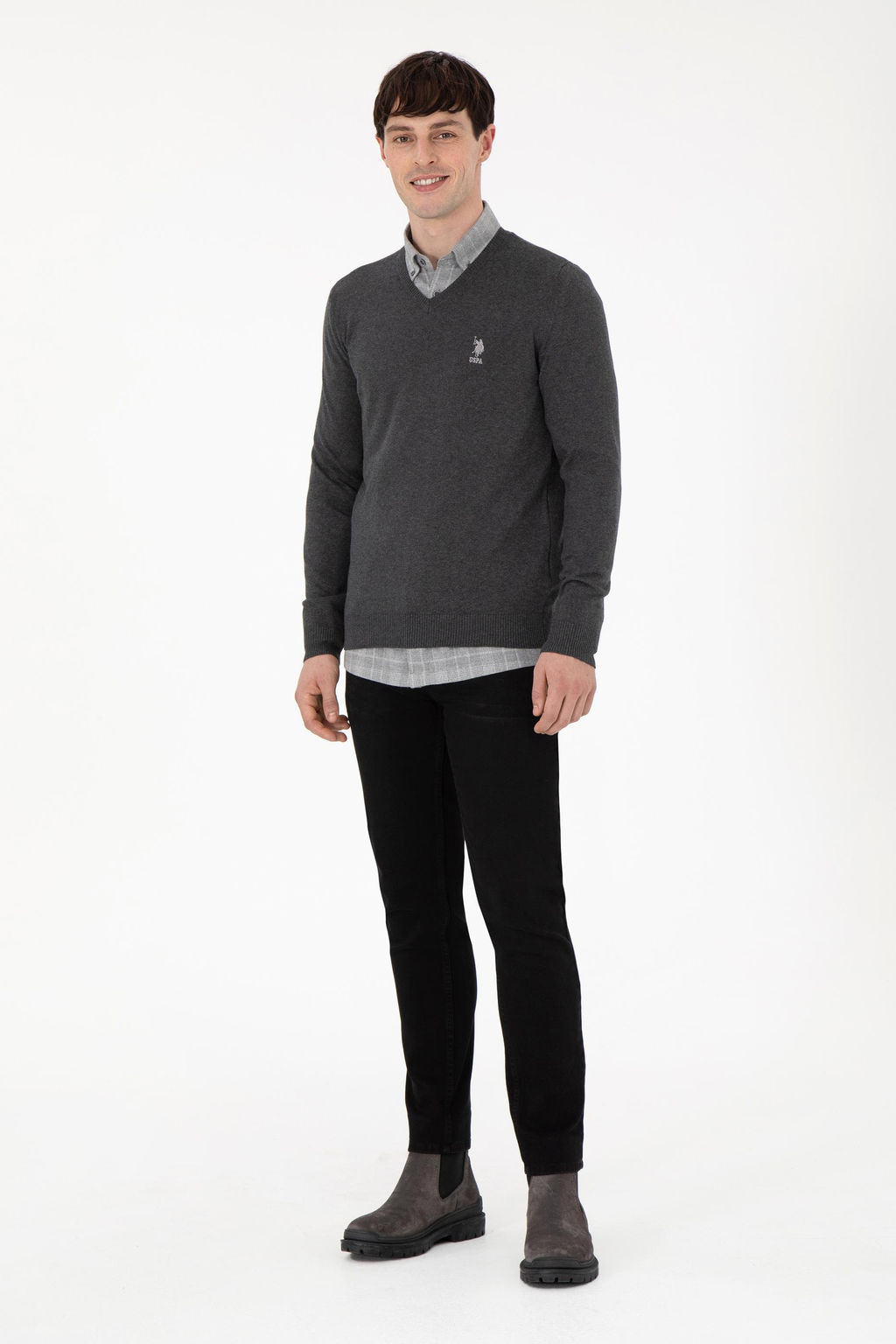 Erkek Antrasit Melanj Basic Kazak - U.s. polo assn фото 4