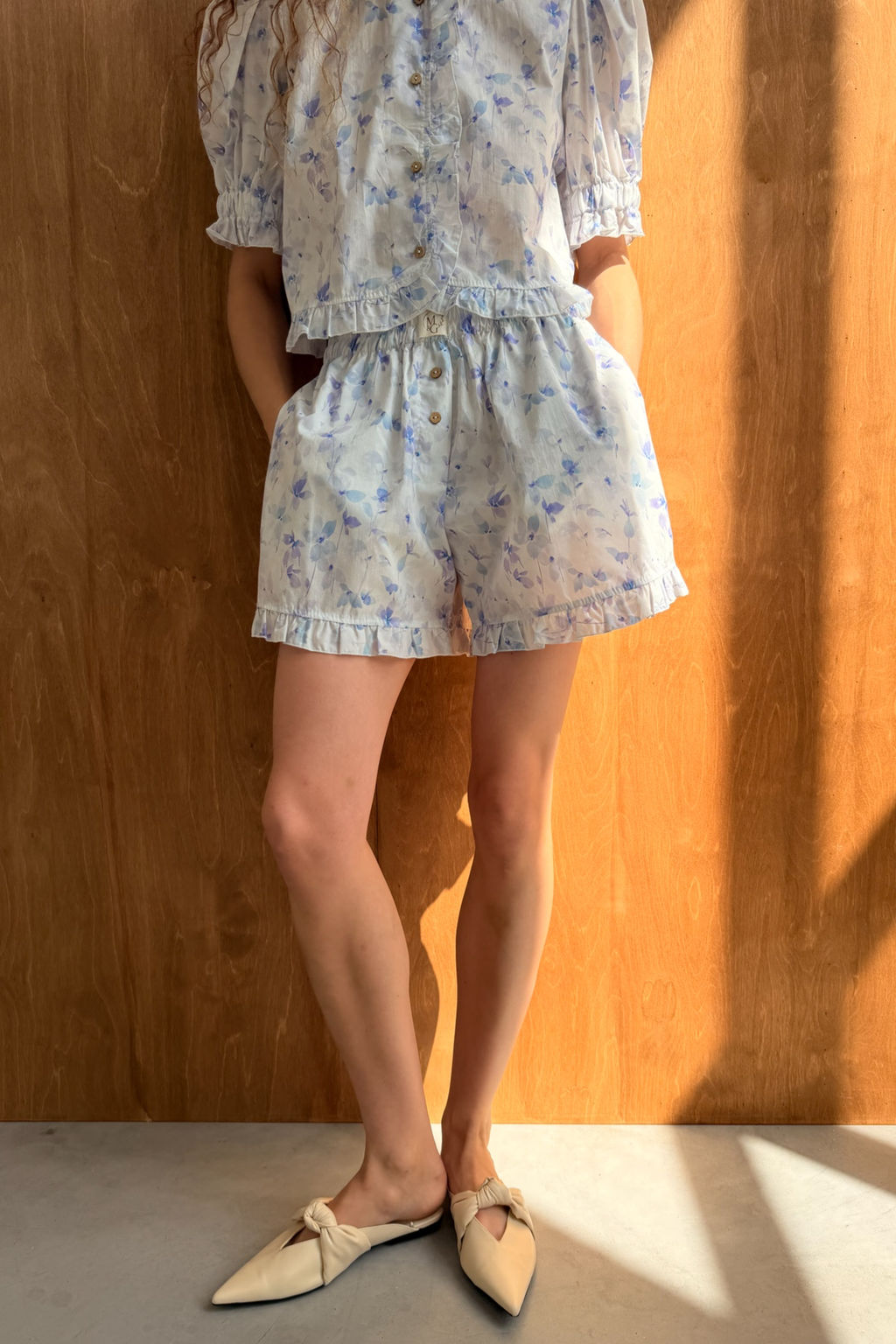 Шорты СЛАВЯНКА117/05/Белый, голубой - M&G all natural фото 3