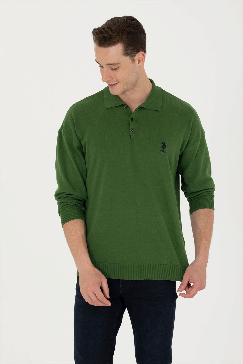 U. S. Polo Assn Мужской зеленый базовый свитер - U.s. polo assn фото 3