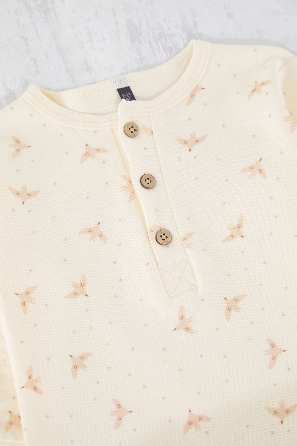 Bej Unsex Bebek %100 Pamuk Bask?l? Dugmeli Uzun Kol Tulum TKDSS25TU00003 - Trendyolmilla фото 2