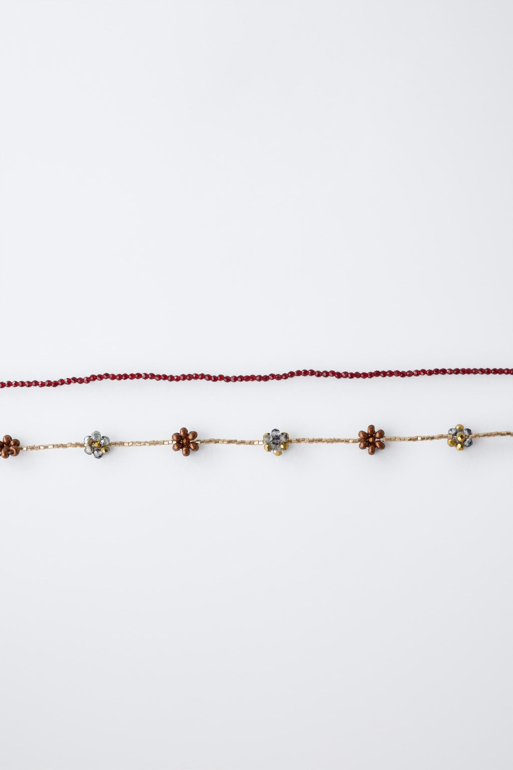 PACK OF TWO BEADED NECKLACES WITH FLOWERS - Zara фото 3