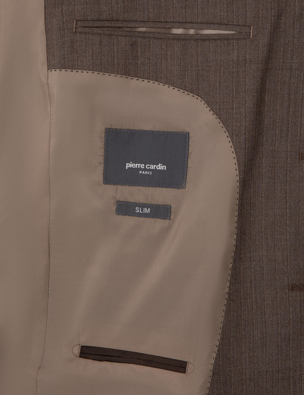 Kahverengi Slim Fit %100 Y_n _izgili Tak_m Elbise