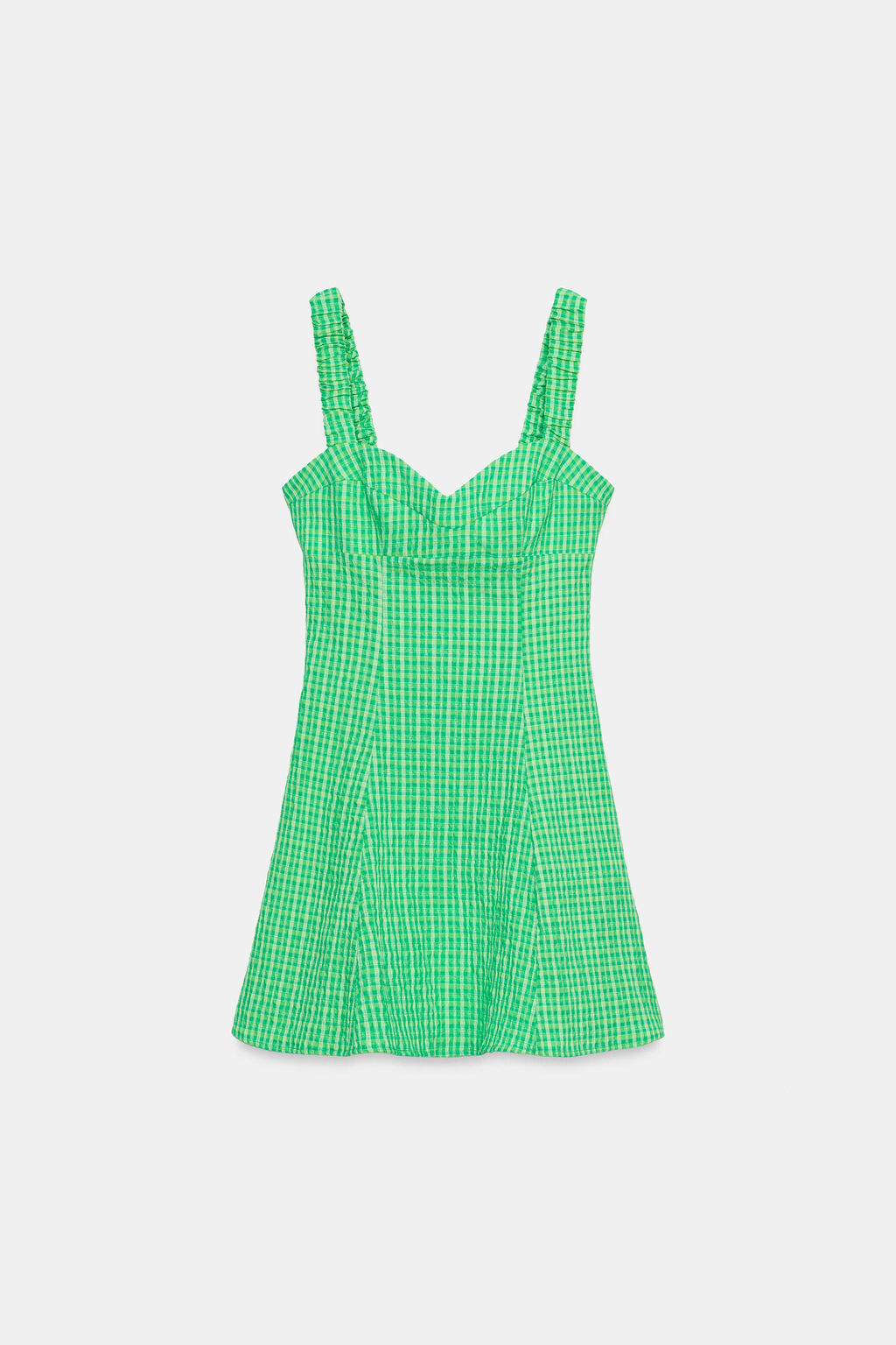 VESTIDO CORTO CUADRO VICHY / Verdes - Zara фото 6