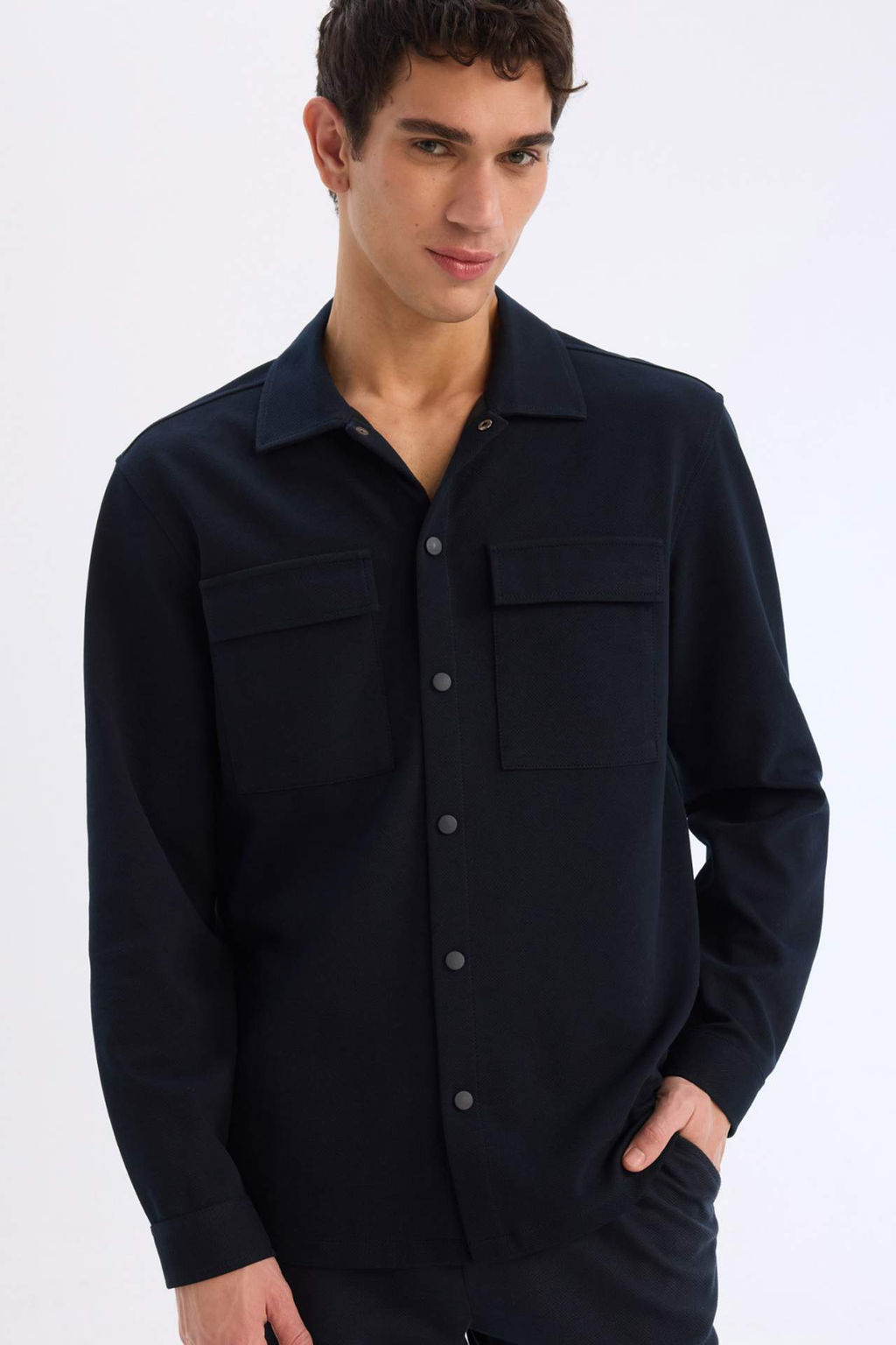 Regular Fit Cift Cepli Twill Uzun Kollu Gomlek - Defacto фото 3