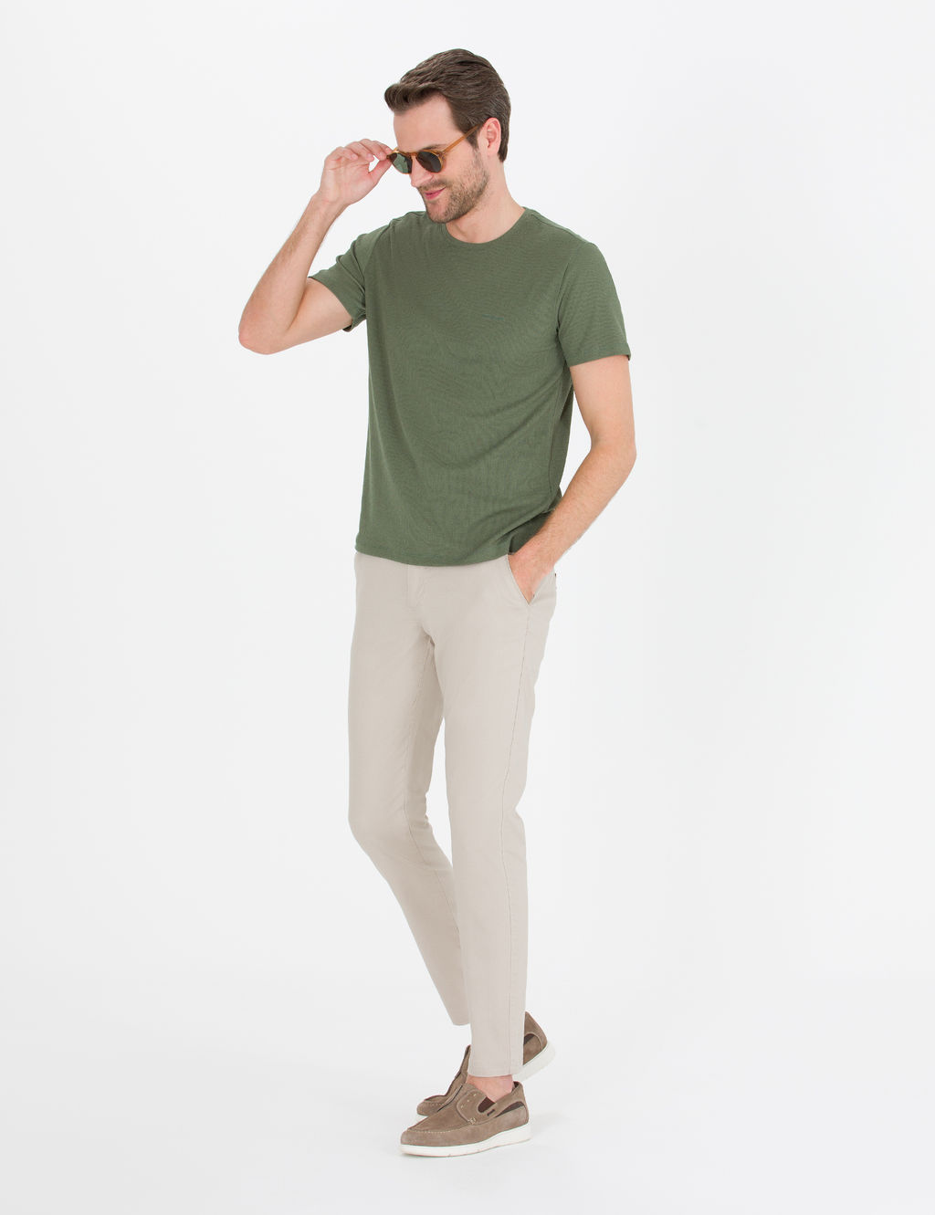 Bej Slim Fit Kanvas Pantolon