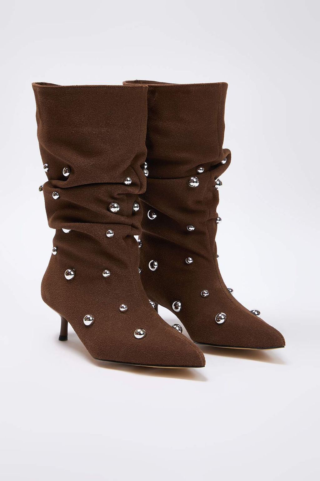 Koyu Kahverengi Koruklu Trok Detayl? Premium Kitten Topuklu Kad?n Cizme TAKAW26CZ00028 - Trendyolmilla фото 3