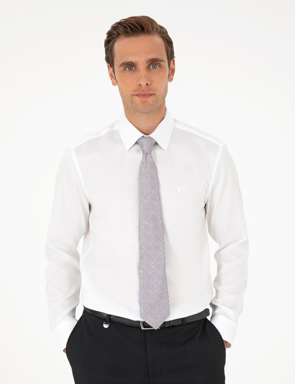 Beyaz Slim Fit Uzun Kollu Basic G_mlek - Pierre cardin фото 3