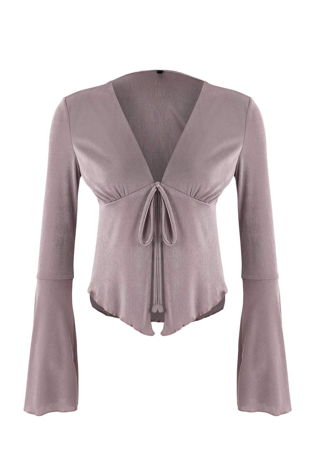 Tas Fitted/Vucuda Oturan V Yaka Uzun Kollu Baglama Detayl? Buzzy Orme Bluz TWOSS26BZ00184