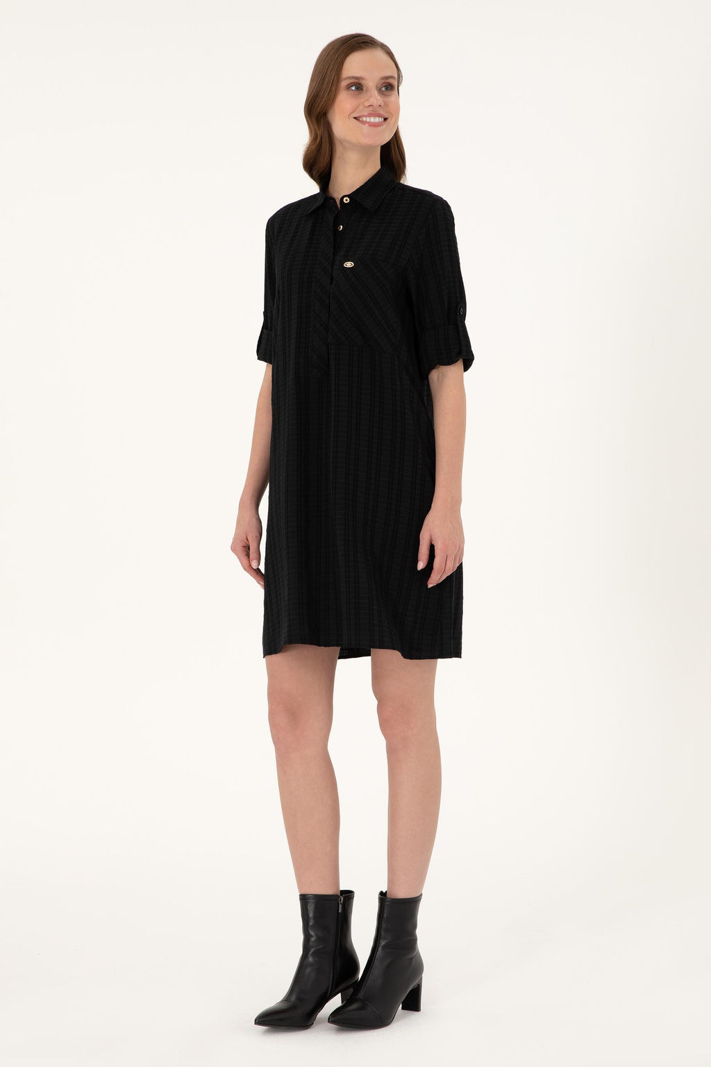 Женское черное тканое платье Неожиданная скидка в корзине - U.s. polo assn фото 3