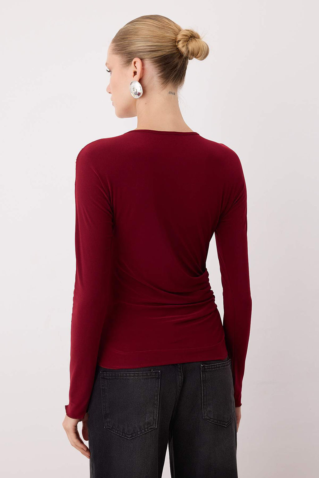 Haki Duz Kare Yaka Uzun Orme Sandy Party Bluz TPRAW26BZ00016 - Trendyolmilla фото 10