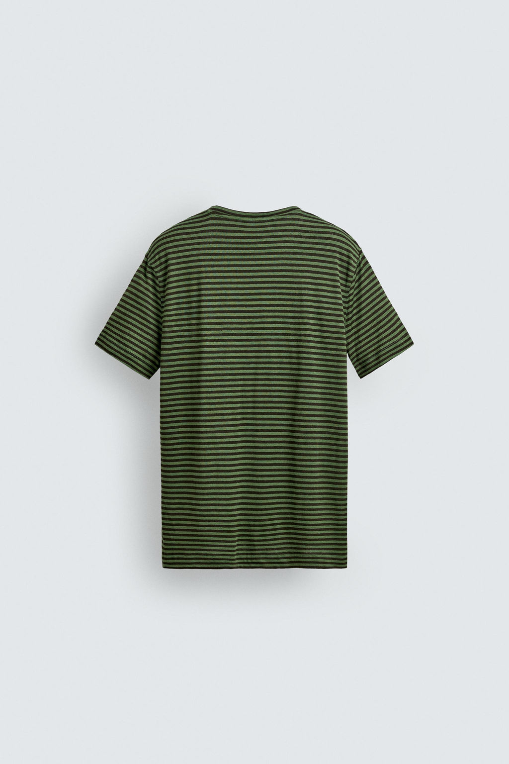 CAMISETA REGULAR FIT RAYAS MEZCLA LINO / Marr?n / Verde