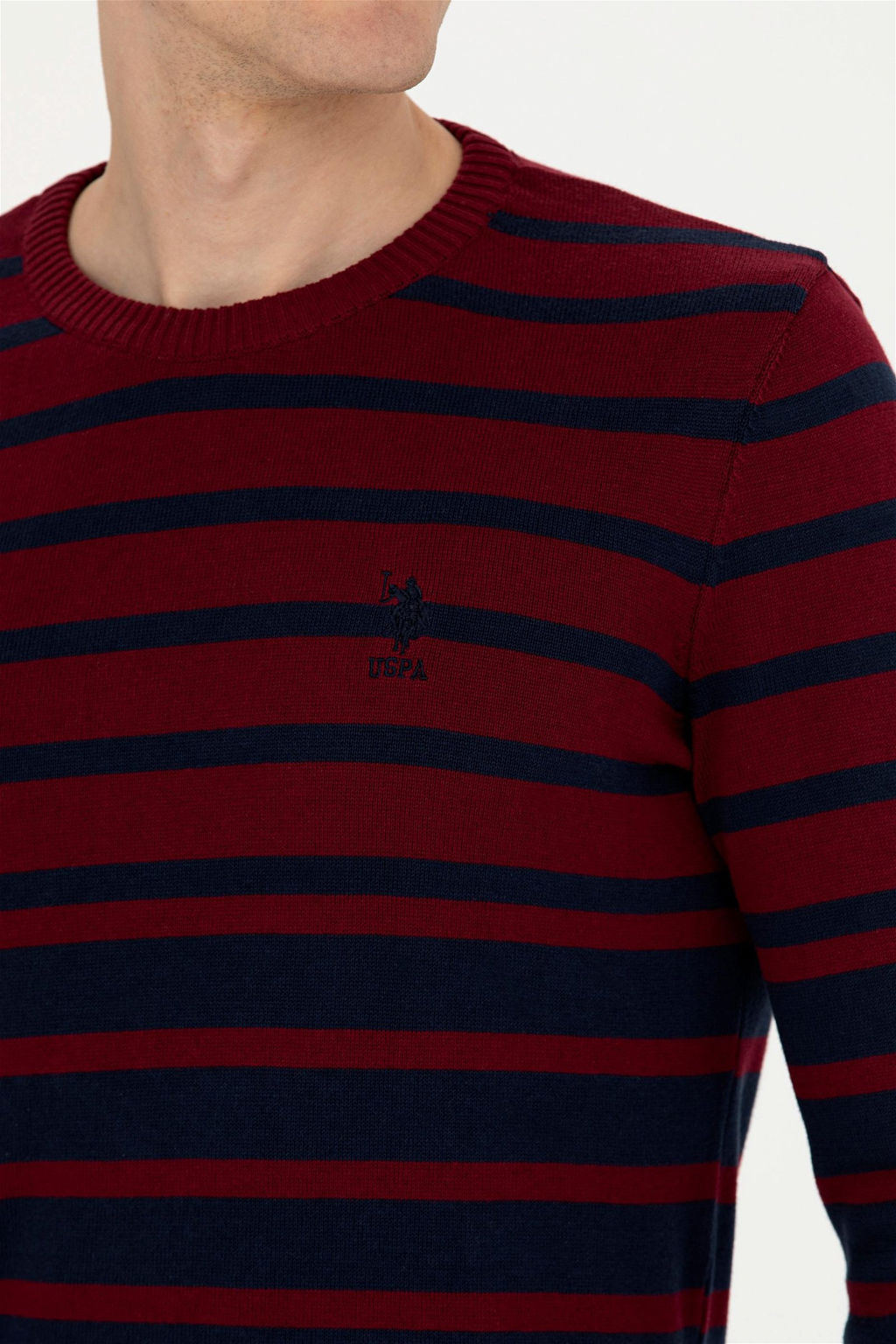Свитер мужской U.S. Polo Assn бордово-красный хлопок  фото 7