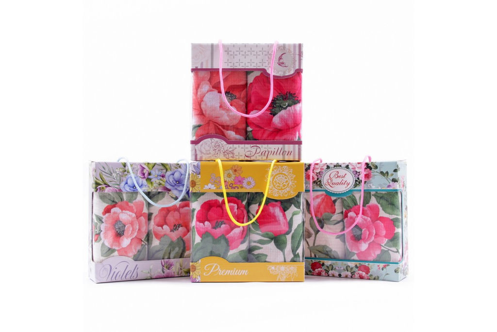 Набор вафельных полотенец в коробке (2 шт.) в ассортименте Тейково 29322-1