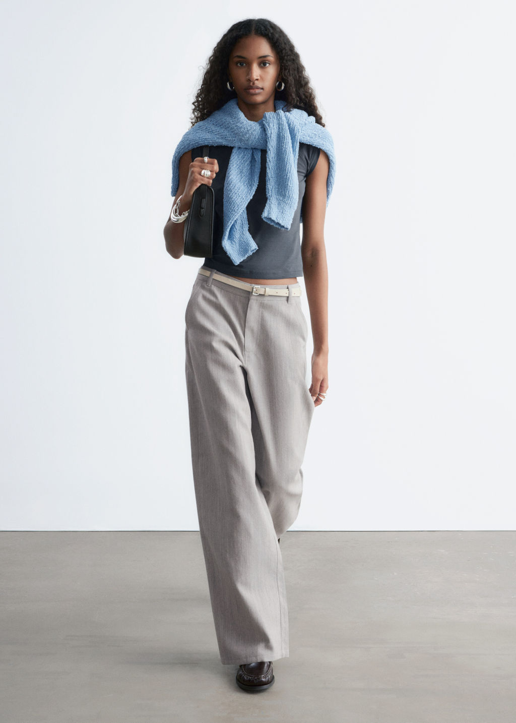 Pantalones de lana de perneras anchas - H&m фото 7