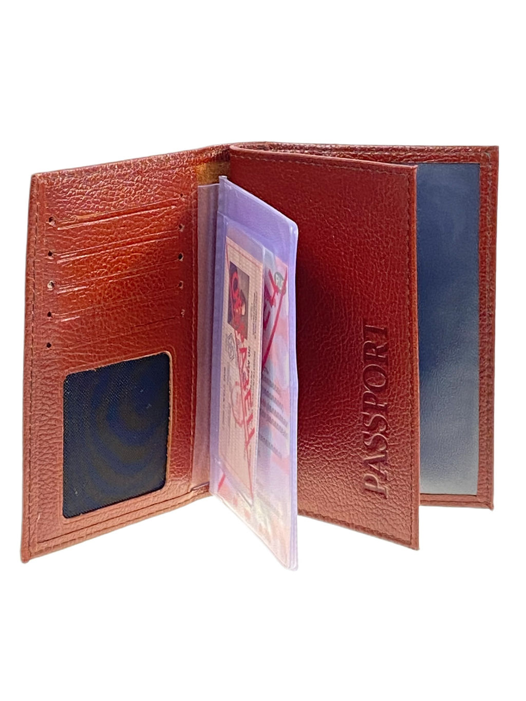 Обложка для паспорта и автодокументов из натуральной кожи, цвет коричневый - Greta фото 2