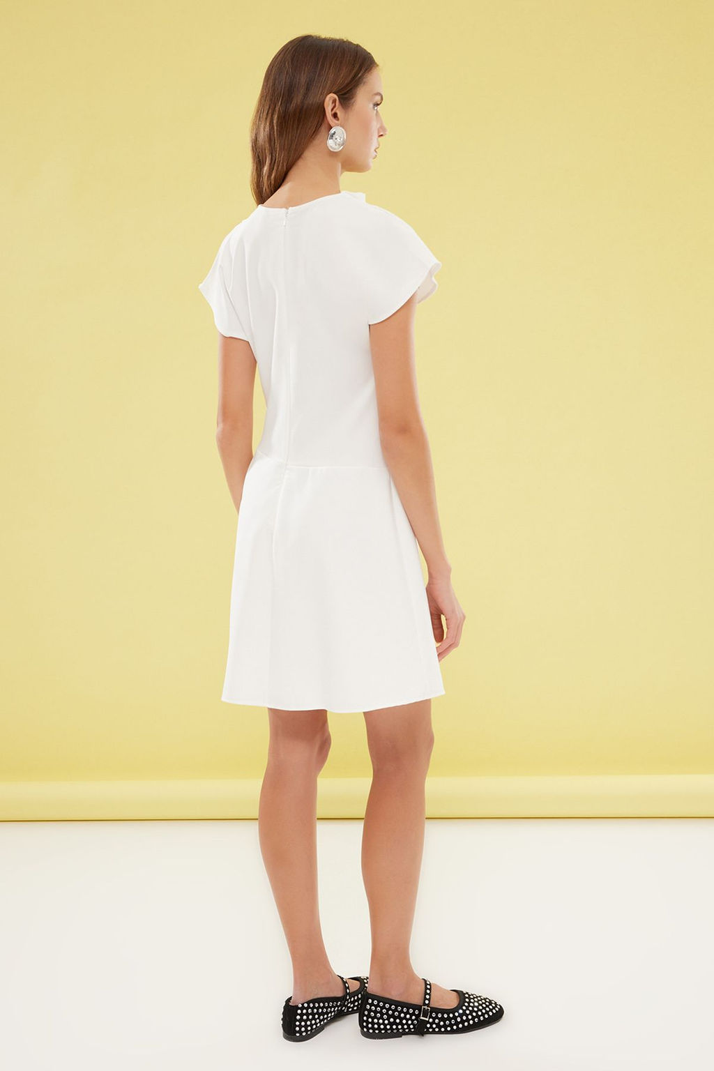 Siyah A Kesim Degaje Yaka Mini Dokuma Elbise TWOSS25EL00016 - Trendyolmilla фото 10