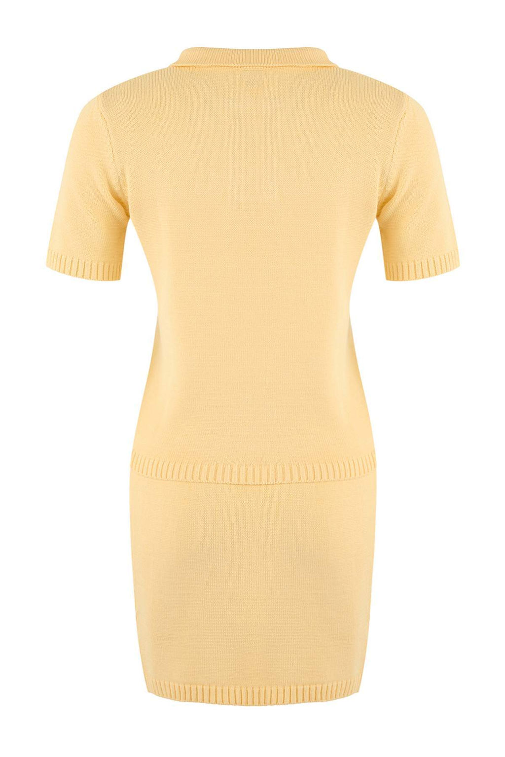 Sar? Polo Yaka Yumusak Dokulu 2li Bluz-Etek Tak?m Triko TWOSS26AU00051 - Trendyolmilla фото 6