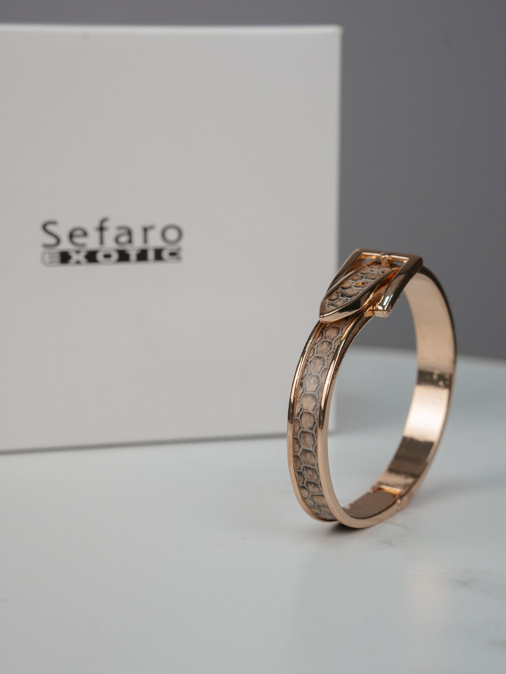 Браслет Sefaro из кожи морской змеи бежевый  фото 3
