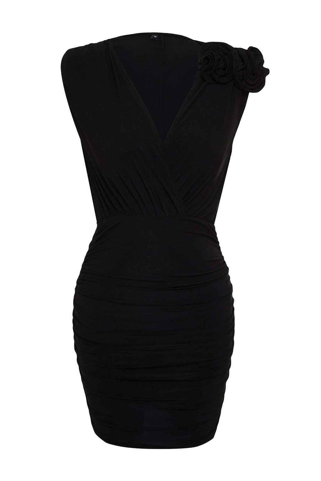 Siyah Vatkal? Vucuda Oturan Gul Aksesuarl? Orme K?sa S?k Abiye Elbise TPRSS24EL00063 - Trendyolmilla фото 7