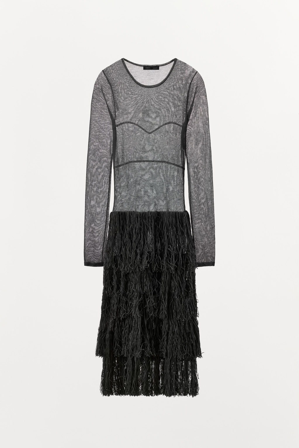 METALLIC THREAD KNIT DRESS WITH FRINGING - Zara фото 6