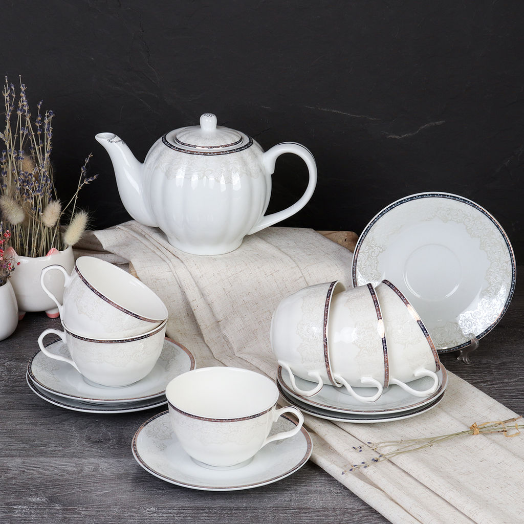 Чайный набор 13 предметов с чайником / LY-2109 Нежность Тонкостенный фарфор - Галеонтрейд фото 4