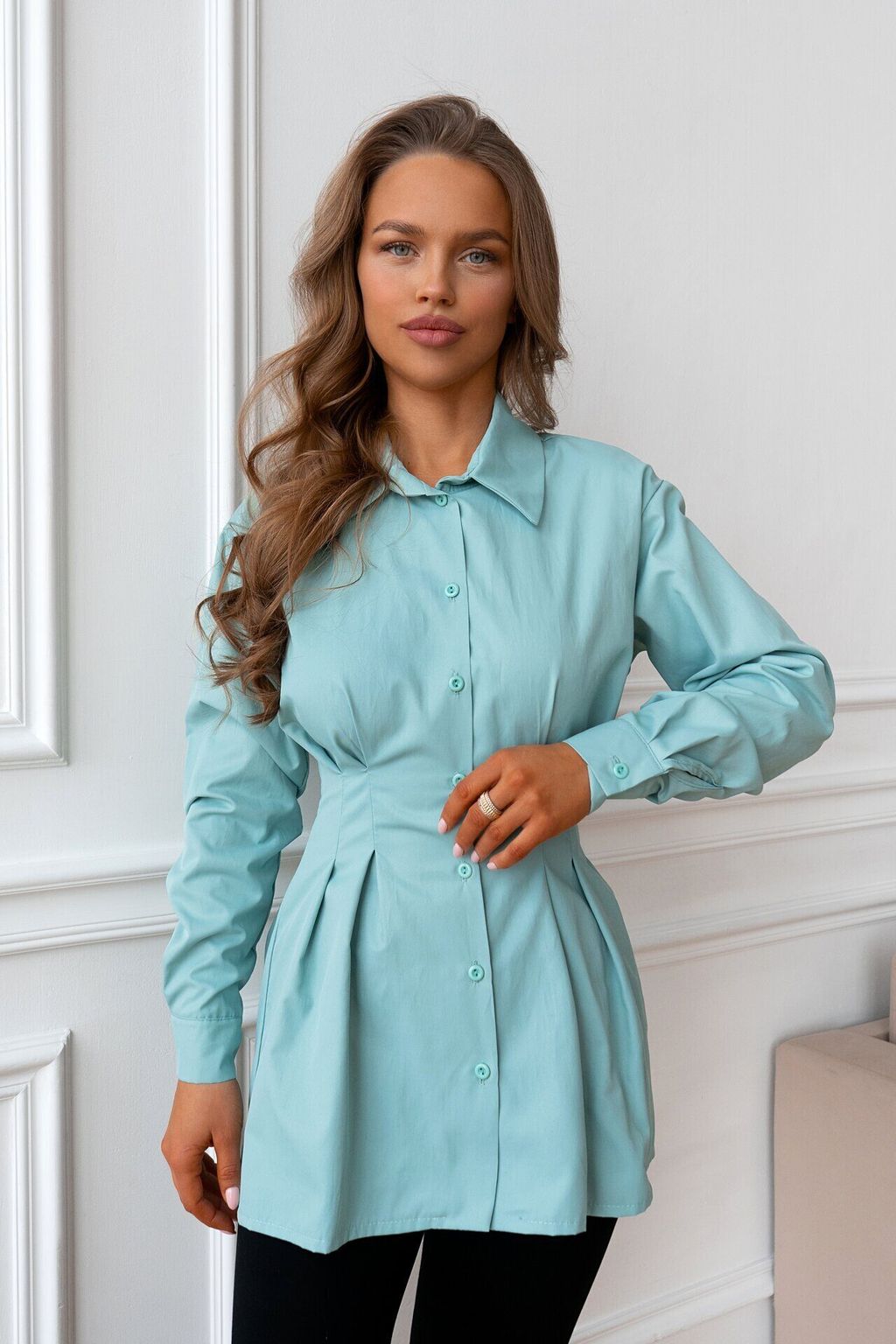 100% хлопок Рубашка аквамарин - Open-style фото 3