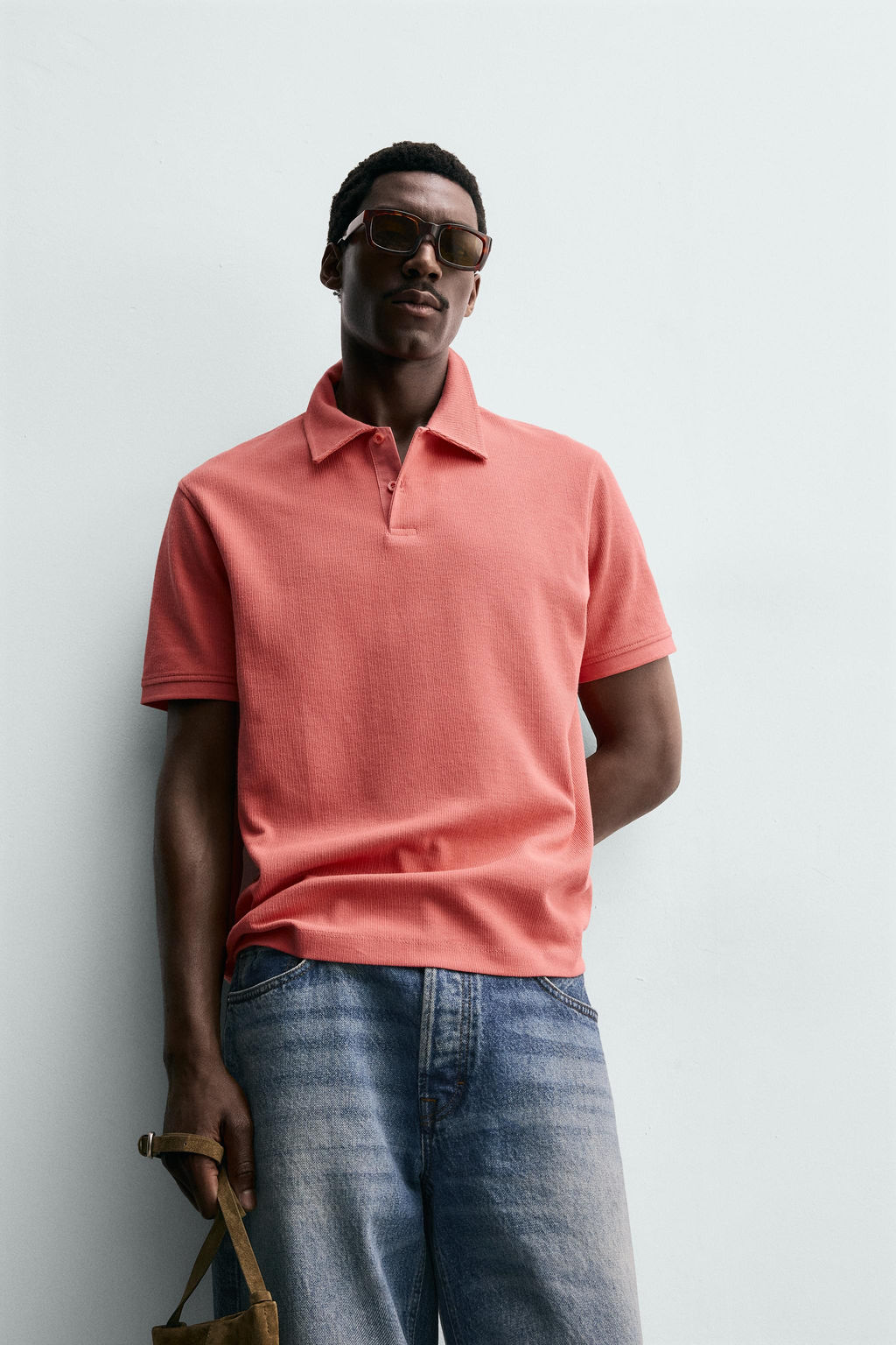 POLO REGULAR FIT ESTRUCTURA / Coral rojo - Zara фото 5
