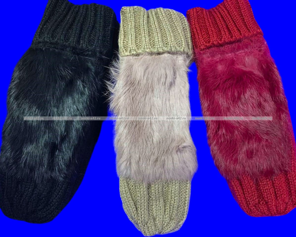 Цена за 12 пар.Варежки женские двойные внутри с мехом арт. А 116