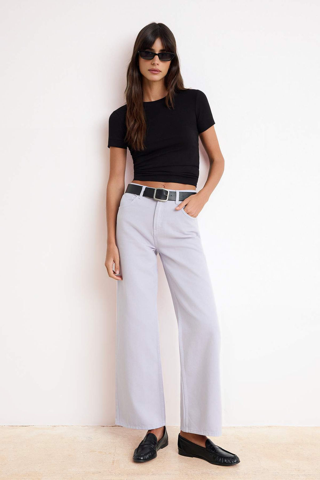 Bej DOKUMLU Yuksek Bel %100 Pamuk Wide Leg Jeans TWOSS26JE00216 - Trendyolmilla фото 5