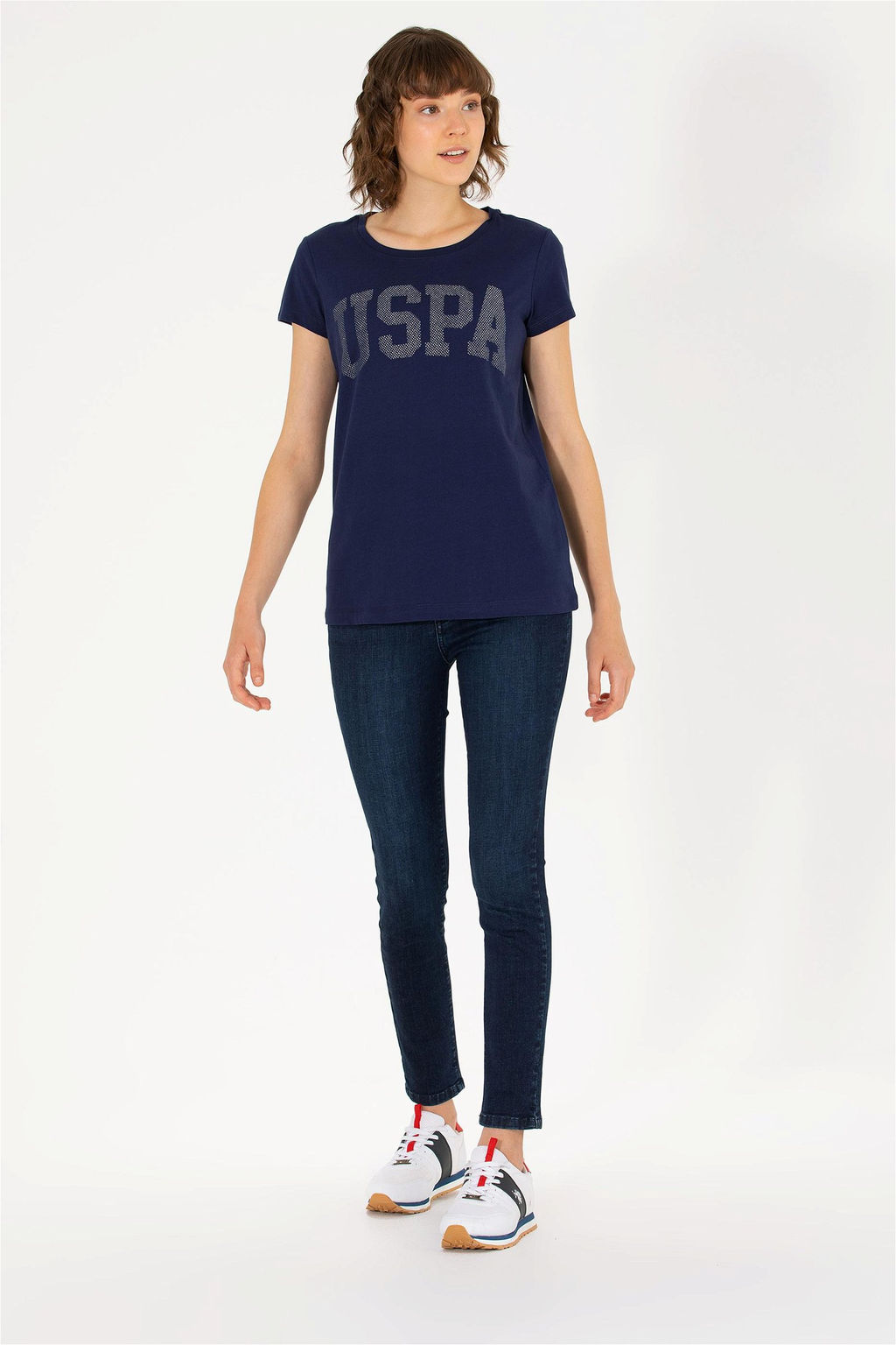 U. S. Polo Assn Женская базовая футболка темно-синего цвета с круглым вырезом - U.s. polo assn фото 11