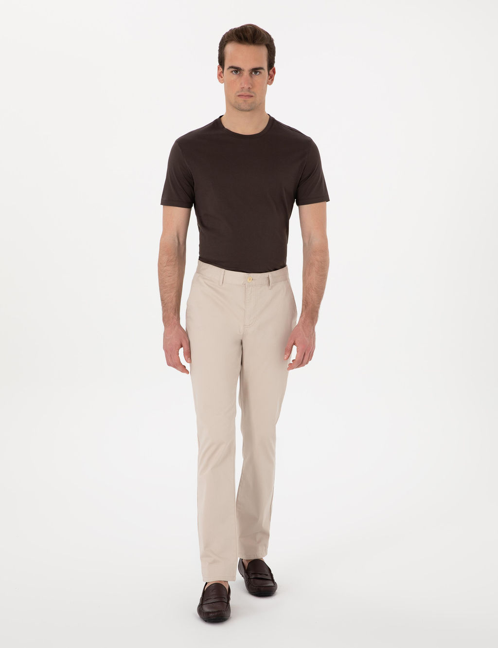 Bej Regular Fit Kanvas Pantolon
